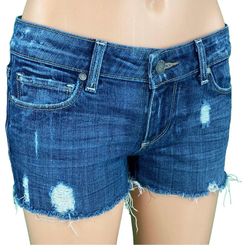 Paige Jimmy Jimmy Cut Off Distressed Jean Shorts - Picture 3 of 15